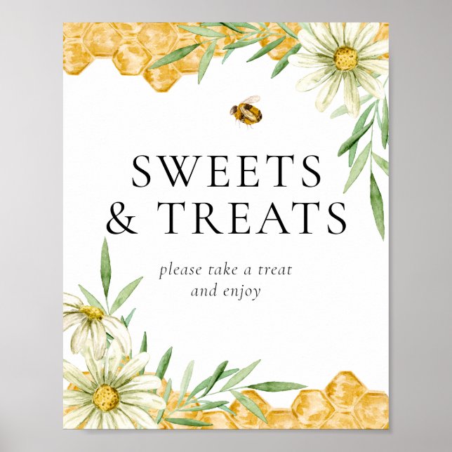 Honey Bee Bridal Shower Sweets & Treats Table Sign (Front)