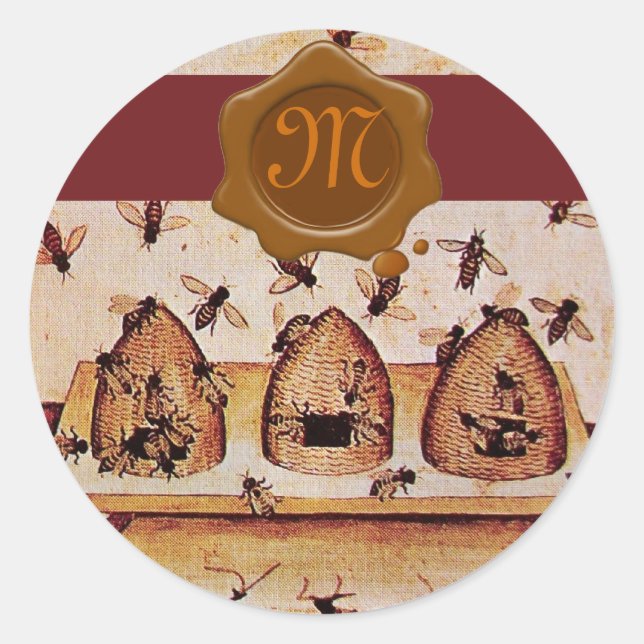 HONEY BEE, BROWN WAX SEAL AND STRIPE  MONOGRAM (Front)