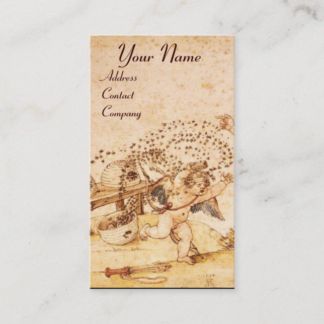 HONEY BEE BROWN WAX SEAL / Cupid the Honey Thief Business Card (Front)