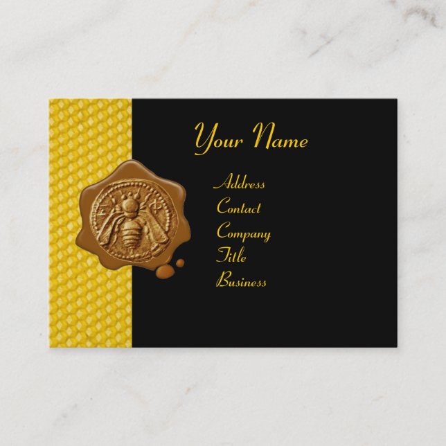 HONEY BEE BROWN WAX SEAL / Cupid the Honey Thief Business Card (Front)