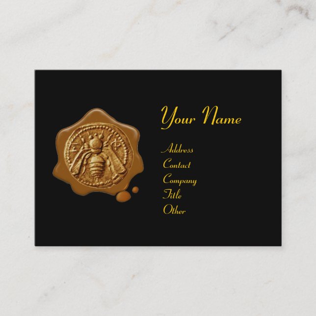 HONEY BEE BROWN WAX SEAL / Cupid the Honey Thief Business Card (Front)