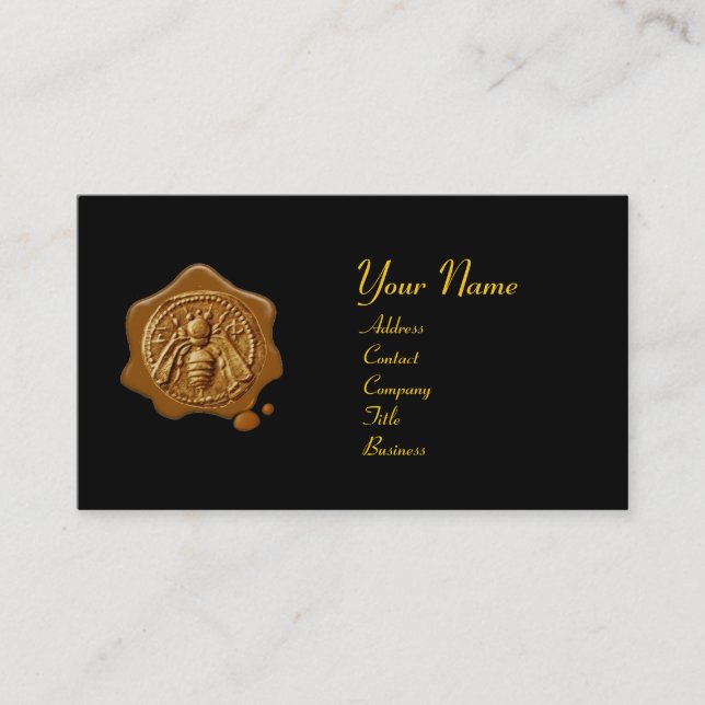 HONEY BEE BROWN WAX SEAL / Cupid the Honey Thief Business Card (Front)