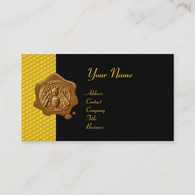 HONEY BEE BROWN WAX SEAL / Cupid the Honey Thief Business Card (Front)