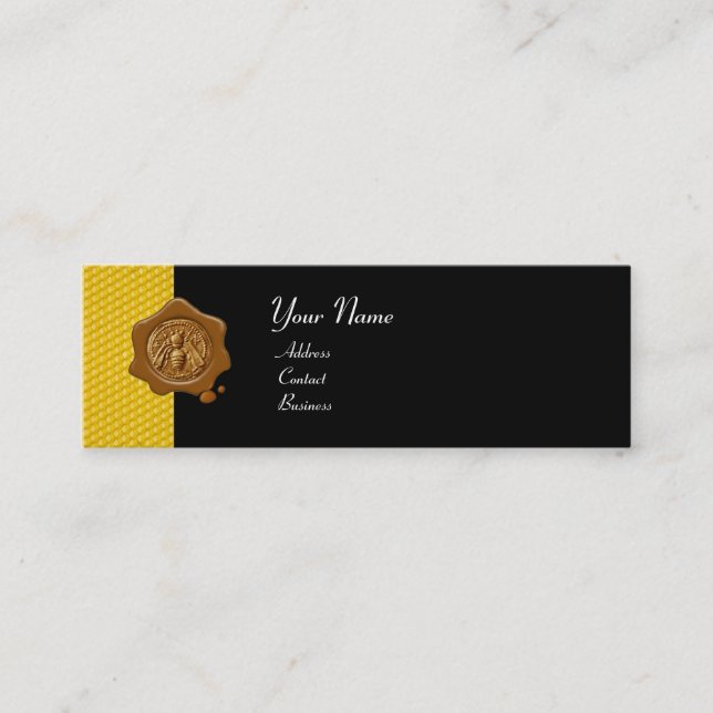 HONEY BEE BROWN WAX SEAL / Cupid the Honey Thief Mini Business Card (Front)