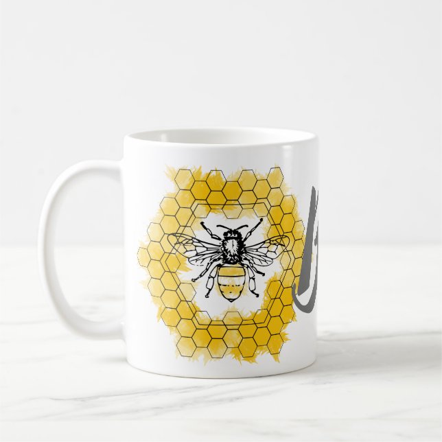 Honey bee Bumblebee trendy summer and spring Coffee Mug (Left)