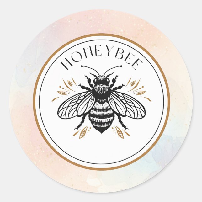 Honey Bee Classic Round Sticker (Front)