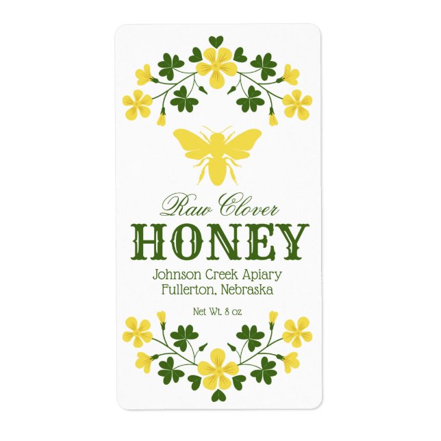 Honey Bee Clover Label (Front)