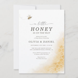 Honey Bee Couples Baby Shower Yellow Invitation