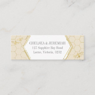 Honey Bee Cream Gold Pattern Custom Address Card