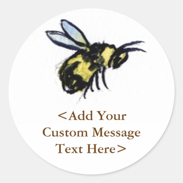 Honey Bee Custom Design Art Label Stickers (Front)