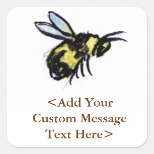 Honey Bee Custom Insect Art Label Square Stickers