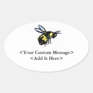 Honey Bee Customised Insect Art Oval Bug Stickers