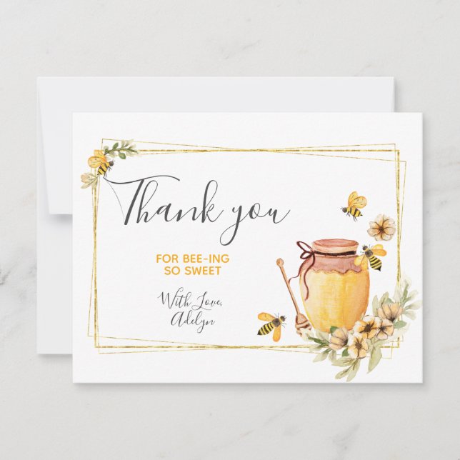 Honey Bee-Day Birthday Thank You Card (Front)