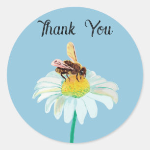 Honey Bee Drinking Nectar Thank You Classic Round Sticker