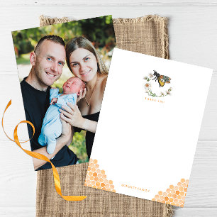 Honey Bee Elegant Baby Shower Thank You Card Bum