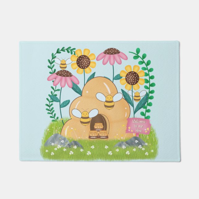 Honey Bee Family Doormat (Front)