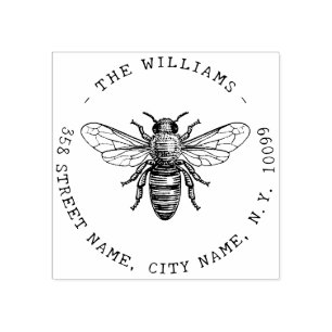 Honey Bee Family Name Rubber Stamp