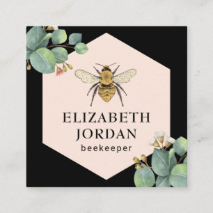 Honey Bee Farm Beekeeper Elegant Foliage Apiary Square Business Card