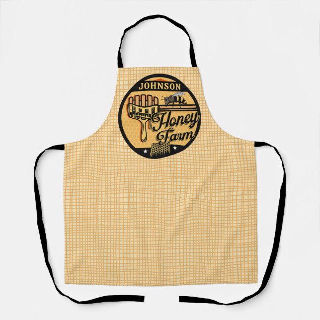 Honey Bee Farm Personalised NAME Sweet Beehive Apron (Front)