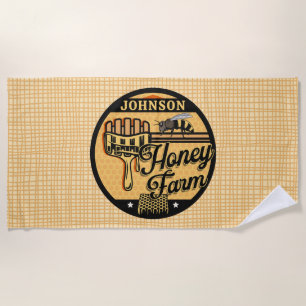 Honey Bee Farm Personalised NAME Sweet Beehive Beach Towel