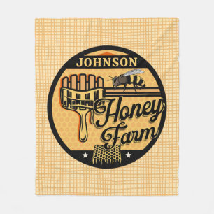 Honey Bee Farm Personalised NAME Sweet Beehive Fleece Blanket