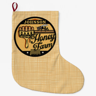 Honey Bee Farm Personalised NAME Sweet Beehive Large Christmas Stocking