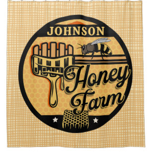 Honey Bee Farm Personalised NAME Sweet Beehive Shower Curtain