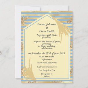 Honey Bee Faux Glitter Wedding Invitation