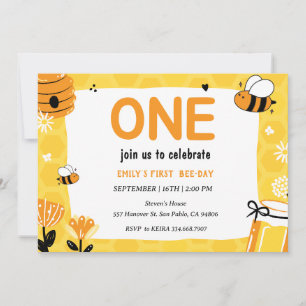 Honey Bee First Bee-Day 1st Birthday Invitation