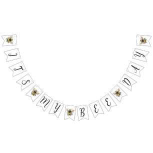 Honey Bee First Birthday Bunting Flags