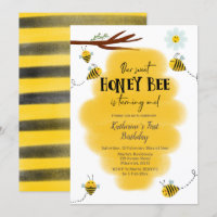 Honey Bee First Birthday Invitation
