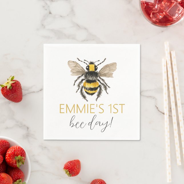 Honey Bee First Birthday Napkins (Insitu)