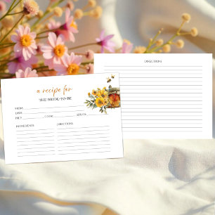 Honey & Bee Floral Bridal Shower Recipe Cards