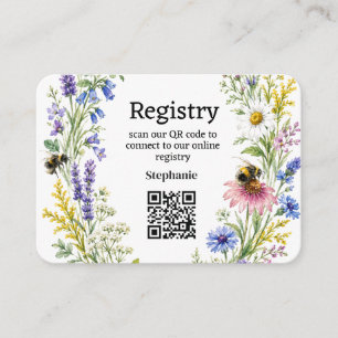 Honey Bee Floral Bridal shower Registry Enclosure  Card