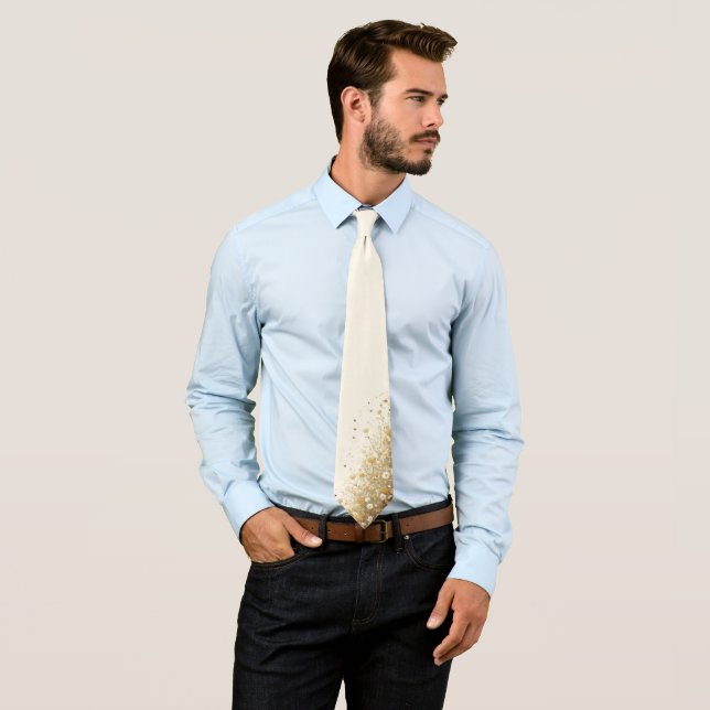 Honey Bee & Floral Cream Men's Tie (In Situ)