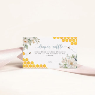 Honey Bee Floral Diaper Raffle Enclosure Card