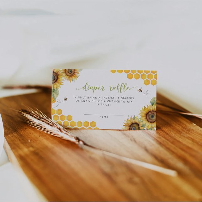 Honey Bee Floral Diaper Raffle  Enclosure Card (Creator Uploaded)