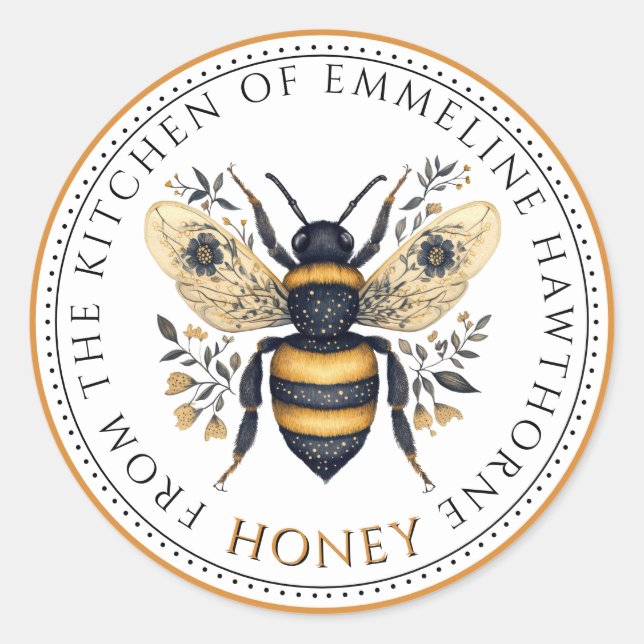 Honey Bee Floral Honey Label (Front)