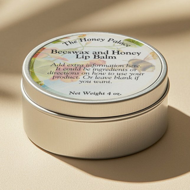 Honey Bee Floral Waterproof Lip Balm Tin Label (Creator Uploaded)