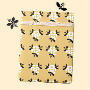 Honey Bee Flower Beekeeping Wrapping Paper
