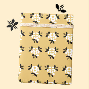 Honey Bee Flower Beekeeping Wrapping Paper