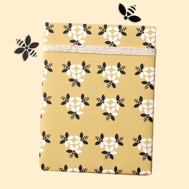Honey Bee Flower Beekeeping Wrapping Paper (Creator Uploaded)