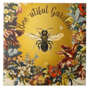 HONEY BEE FLOWER GARDEN, BEEKEEPING APIARY TILE