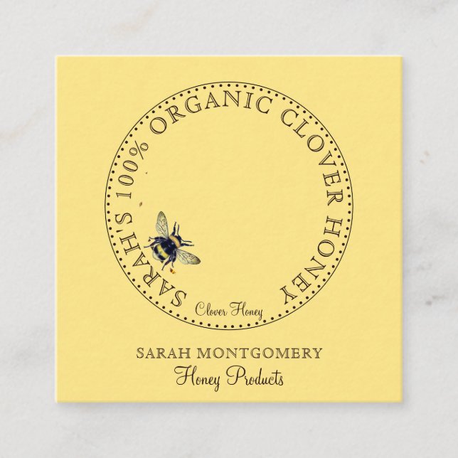 Honey Bee Flower Honey Products  Square Business Card (Front)