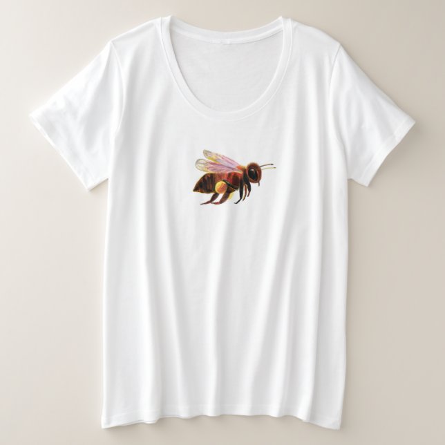 Honey Bee Flying   Plus Size T-Shirt (Design Front)