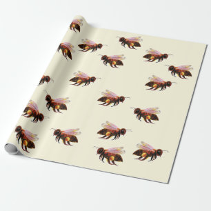 Honey Bee Flying Wrapping Paper