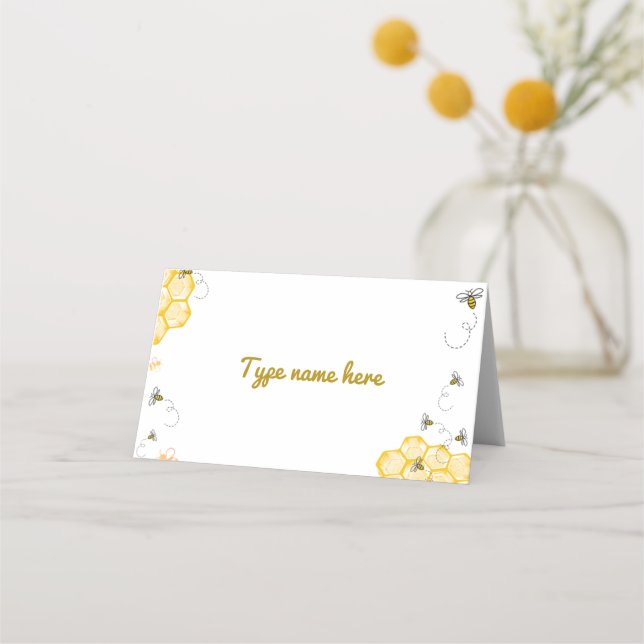 Honey Bee Food Tent Labels Place Card (Front)