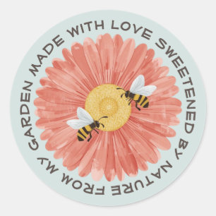 Honey Bee Garden Floral Classic Round Sticker