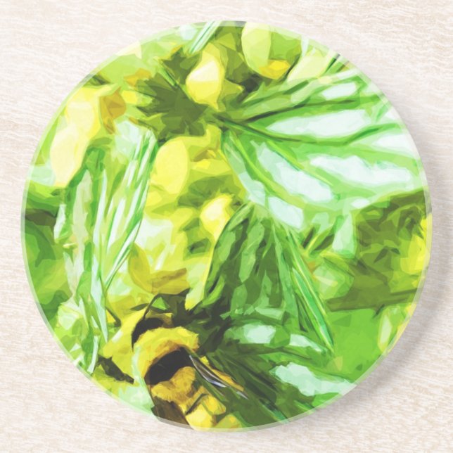 Honey Bee Gathering Pollen Abstract Impressionism Coaster (Front)