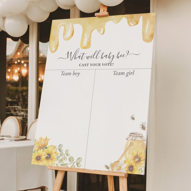 Honey Bee Gender Reveal Voting Sunflower Poster (Creator Uploaded)